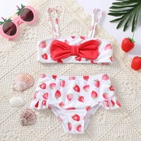 Niuredltd Summer Toddler Girls Bowknot Strawberry Prints Dva kupa kupaći kostim Bikini set