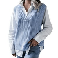 Viikei Womens Dukseri Cardigan džemperi za žene plus veličine modne žene casual v-izrez šuplji prsluk