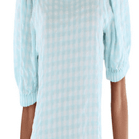 Anne Klein Womens Checkered pulover sa kvadratnom vratom