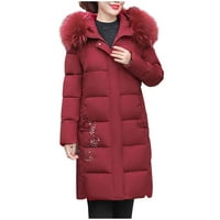 Ženske zimske kapute Jesu jakne za žene Ženska zima plus veličine srednje dužine Tanka podstavljena jakna majčino pamučni kaput ženska kardigan novi dolazak traper jakna za žene crvena, 2xl