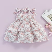 cvjetna haljina Jaweiw Little Girl, remen bez rukava ružičasti ružine s višeslojnih rucfle ruched haljina za praćke, mjesečne godine