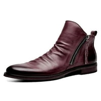 Welliumiy muški čizme za gležnjeve kožne bočne cipele sa cipelama sa cipelama za čizme za čizme Work Bootie cipele Svečana udobna Chukka vino crvena 7,5