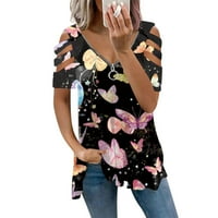 Plus veličine za žene Ženski V-izrez kratkih rukava Grafički otisci Dame Bluzes Ljetne košulje za žene