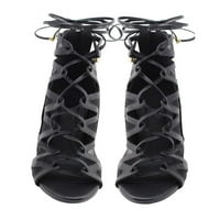 Crne čipkaste pete sandale za žene veličine 10