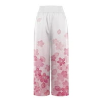 APEPAL WOMENS široke pantalone za noge Boho Split Flowy Palazzo Hlače Visoka struka Plaža Poklopac hlača