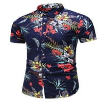 Glookwis MAN majica kratkih rukava Casual Tee Loose Hawaiian Summer Majice Revel vrat Isključite bluzu