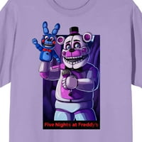 Pet noći u Freddy's Funtime Freddy Crew vrat kratkih rukava ljubičasta izmaglica Ženska majica-Medium