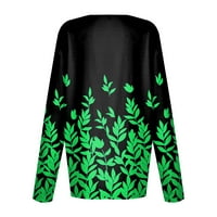 HHEI_K LINEN Bluze za žene Ljeto Žensko Ležerne prilike Floral Print Dugi rukav O-izrez TOP bluza