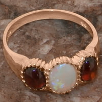 Britanci napravio 14K ružičasti zlatni prsten sa prirodnim prstenom za angažman Opal & Garnet Womens - Opcije veličine - Veličina 11
