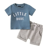 Edvintorg 0months-3years Toddler Baby Boy odjeća Ljeto calje modni slatki kratki rukav Crtani slovo Ispiši ležerne džepne kratke hlače