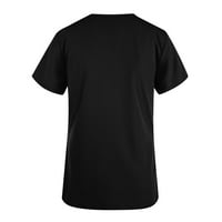 Ljetne haljine za žene Žene kratki rukav V-izrez Top Uniformu Majčin dan tiskani džepovi za bluze za njegu XXL