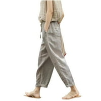 Elaililye Modne ženske planinarske pantalone Ležerne prilike pune čipke Elastične struke teretna hlače sa džepovima Casual Workout hlače pantalone