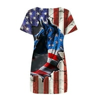 Haljina 4. jula za žene Američka zastava tiskana posada tunika bez rukava s visokim strukom midi haljina