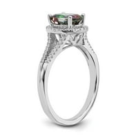 Čvrsta 14k bijelo zlato Mystic Fire Diamond Halo Angažman prsten veličine 6