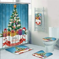 Božićno novogodišnje drvo okruženo iznenađenjem kutija Noel Yuletide Concept kupaonica Podesite tuš za kupanje ručnik za kupanje za kupanje Contour mat i toaletni poklopac poklopca poklopca poklopca poklopca