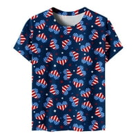 Dianli Womens Patriotske majice okrugla vrat Tunika Američka zastava Star Striped Print kratkih rukava