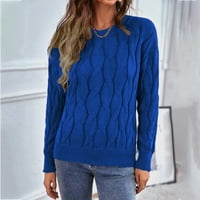Ketyyh-Chn džemperi Ženski okrugli vrat Leopard s kapuljačom s kapuljačom s dugim rukavima Top Blue, XL