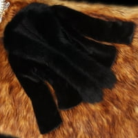 Guvpev Žene Fau pelt kaput Elegantna gusta topla nova modna gornja odjeća Lažna jakna za pelt - crna
