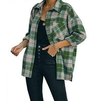 Langer Jakne za žene, modni ženski povremeni džepovi tiskani na dugim rukavima Jakna od jakne sa plastičnim