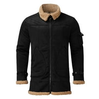 Leey-World Muški duksevi Muška četvrtina Zip Termalno obloženi džemper, zimska lagana mekana pulover ovratnik dukserica Black, XL