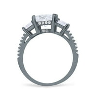 Crni ton, simulirana kubična cirkonija - tri kamenog zračenja rezano vjenčanica za vjenčanje za svadbeni prsten srebrni