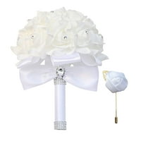 Vjenčani buket, buket umjetne ruže za mladenke djeveruše sa kristalnim dijamantnim soft r