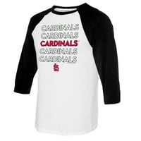 Ženska malena kaiš bijela crna crna sv. Louis Cardinals naslagali su 3 majicu sa 4 rukava