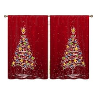 HAITE kuhinjske zavjese kratki panel za drapelje Decor poluista prozor za zavjese džep božićne stablo Stil Style-e w: 35 H: 39