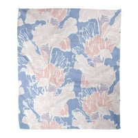 Flannel bacanje pokrivač plavog apstraktnog cvjetnog uzorka iris cvijeće pastel obojeno ružičasta mekana za kauč za krevet i kauč