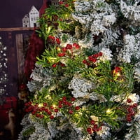 Božićni girlski svjetla, 5,9ft dugačak sa crvenim bobicama zelenim lišćem za Xmas Tree Decor Dan zahvalnosti novogodišnje zabave, baterija