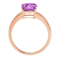 1.0ct Asscher Cut Purple Simulirani Alexandrit 14K ružičasti ružičasti Gold Graving Izjava okupljaju godišnjicu Angažovanje vjenčanog prstena 9,75