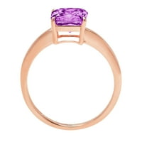 1.0ct Asscher Cut Purple Simulirani Alexandrit 14K ružičasti ružičasti Gold Graving Izjava okupljaju