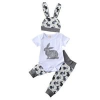 XKWYSHOP Uskršnji novorođene djevojke dječake dječake Postavite crtani zečji kratki rukav rumper rulji od rublja odijelo odjeću