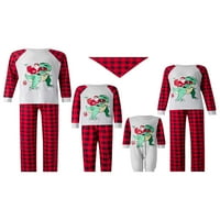 Huakaishijie Uklapanje roditeljske djece Božićne noćne odjeće Santa Dinosaur Print Tops pantalona odijelo