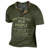 Hanas Fashion Muška vrhova Muška majica Majica Grafički tekst Crni vojni zeleni bazen Tamno siva 3D