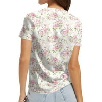 Ženske košulje Ženski print kratki rukav okrugli vrat Vintage kratki rukav Ljeto Loose Tops Majica MEIGE