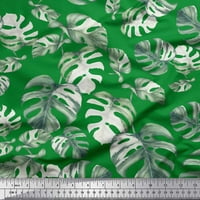 Soimoi Zelena pamučna kambrska tkaninska tkanina monstera odlazi sa štampanim tkaninom širom dvorišta