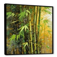 Art DesimanArt Zeleni cvjetni bambus Dreamscape I cvjetni uokvireni platneni ispisuje. Visoko - zlato