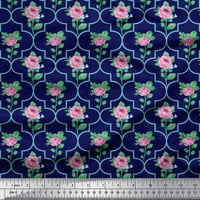 Dizajn tkanina Soimoi Rayon Quatrefoil, lišće i ruža cvjetna tiskana tkanina od dvorišta široko