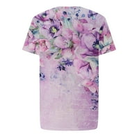 Fonwoon za odrasle modne žene okrugli vrat kratkih rukava majica Majica Ispisuje labavu bluzu, ljeto plus veličine labavih vrhova