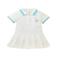 Sportski vez za bebe Djevojke A-line haljina Ljetna kratka rukava ovratnik nagnuta mini teniska haljina sa gumbima
