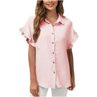 Ljetne košulje za žene Solid Color Print Tops Regularna montaža Odeća za djevojke Revel ovratnik majica