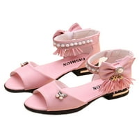 Zodanni djevojke Sandale Bowknot Princess Cipes Haljina kaiševa Sandal Kids Girl Tassel Low Heel Pink 11.5c