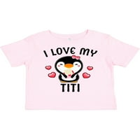 Inktastic Volim svoj titi sa slatkim pingvinom i srcima poklon toddler majica Toddler Girl