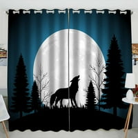Silhouette Wolf noću životinjski divljini za divljač praktična toplotna izolacija Zasjenjena zavjesa za zavjese 52 84