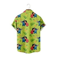 Lilo Stitch Najbolji prijatelj Floral Hawaii Muška gumba Down Majice Kratki rukav Ležerna majica na