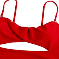 Carolilly Women Rodper kupaći kostim Solid Boja bez rukava Spaghetti kaiš šupljih kupaćih kostimi za kupaće kostimi Bikini