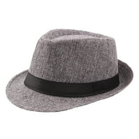 Mveomtd hat prozračan curlystraw hat posteljina jazz šešir top šešir na otvorenom muške sunce za bejzbol