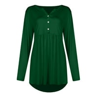 Lowrofile košulje za žene plus veličine Ležerne prilike s dugim rukavima V VACT Gumb Pleased Solid Top