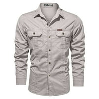 Polo majice za muškarce muško jesen zima Soild Color Cotton Jednokrevetni dvostruki džep dugih rukava